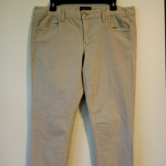 American Eagle Outfitters Pants  Women's 14  Gray  Corduroy  Skinny  Stretch GUC - Picture 1 of 10